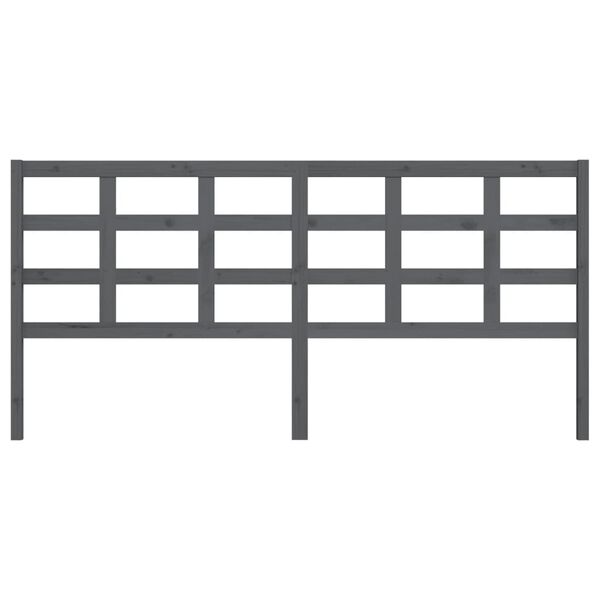 vidaXL Bed Headboard Grey 205.5x4x100 cm Solid Wood Pine