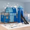 vidaXL Kids'Loft Bed Frame with Curtains, Arch, Slide, Tower