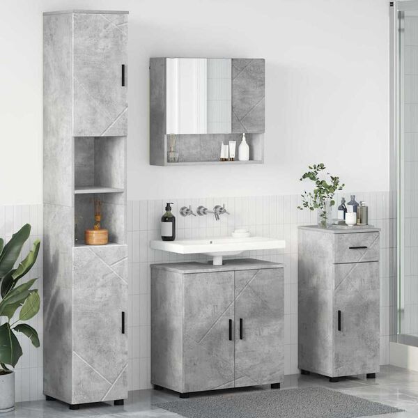 vidaXL Bathroom Furniture Set with Drawer 4 pcs Concrete Grey