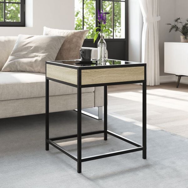 vidaXL Coffee Table with Infinity LED Sonoma Oak 40x40x51 cm