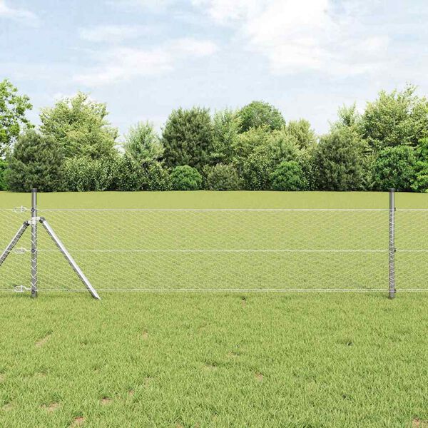 vidaXL Fence Post Silver 10 x 0.4 m (25 mm mesh) Steel