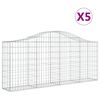 vidaXL Arched Gabion Baskets 5 pcs 200x30x80/100 cm Galvanised Iron