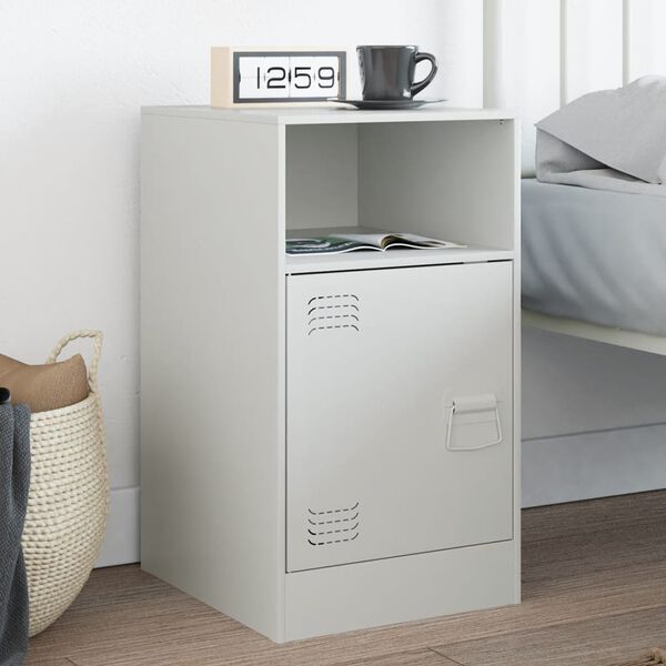 vidaXL Bedside Cabinet White 34.5x39x62 cm Steel