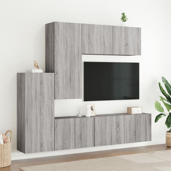 vidaXL 5 Piece TV Wall Units Grey Sonoma Engineered Wood