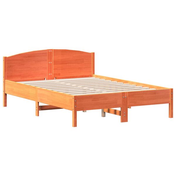 vidaXL Bed Frame without Mattress Wax Brown 140x190 cm Solid Wood Pine