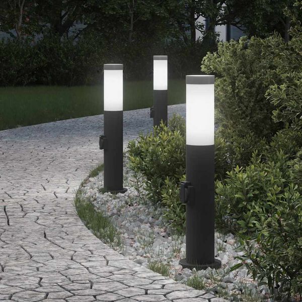vidaXL Bollard Lights with Outlet 3pcs 50 cm Stainless Steel IP44