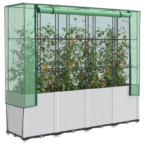 vidaXL Raised Bed with Greenhouse Cover Rattan Look 160x40x153 cm