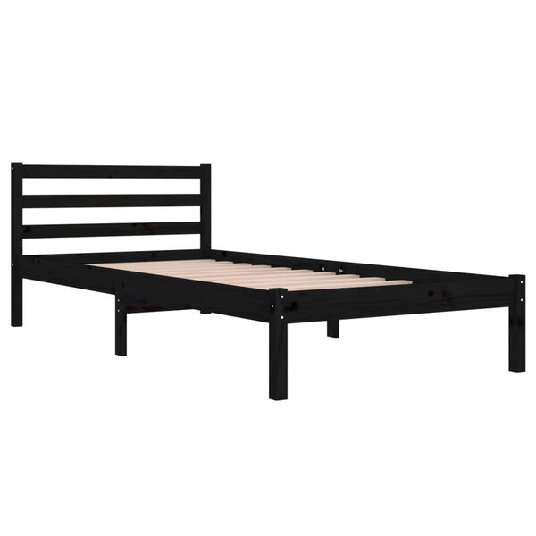 vidaXL Bed Frame without Mattress Solid Wood Pine 90x200cm Black