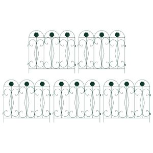 vidaXL Garden Fence 5 pcs Steel Green