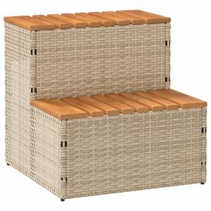 vidaXL Hot Tub Step Beige 50x50x50,5 cm Poly Rattan and Solid Acacia