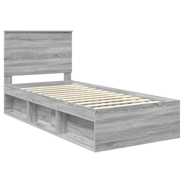 vidaXL Bed Frame Grey Sonoma 90 x 190 cm Solid Pine Wood