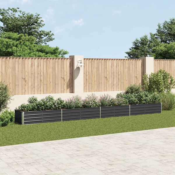 vidaXL Garden Raised Bed Galvanised Steel 600x80x45 cm Anthracite