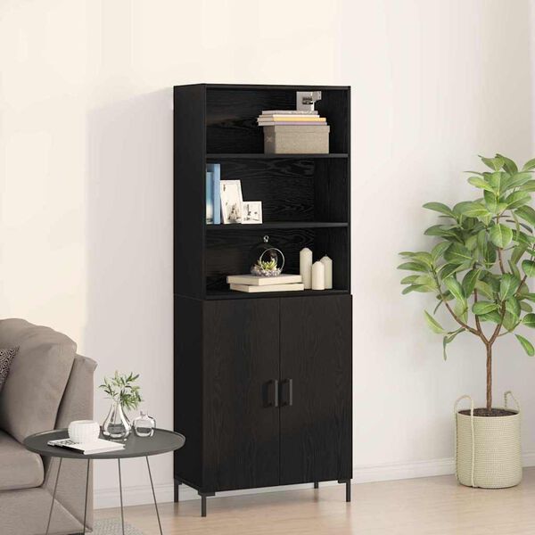 vidaXL Highboard Black Oak 69.5 x 34 x 180 cm Engineered Wood