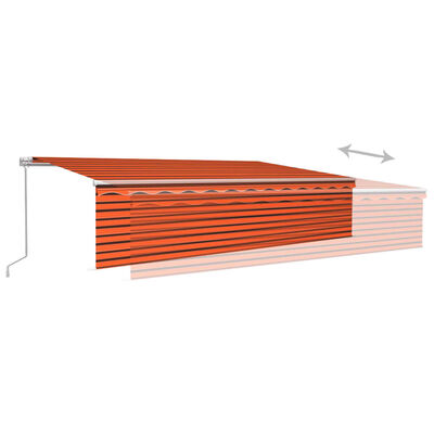 vidaXL Manual Retractable Awning with Blind 6x3m Orange&Brown