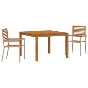 vidaXL Garden Dining Set 3 pcs Beige Poly rattan