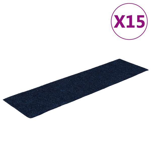 vidaXL Stair Mats Self-adhesive 15 pcs 76x20 cm Navy Rectangular