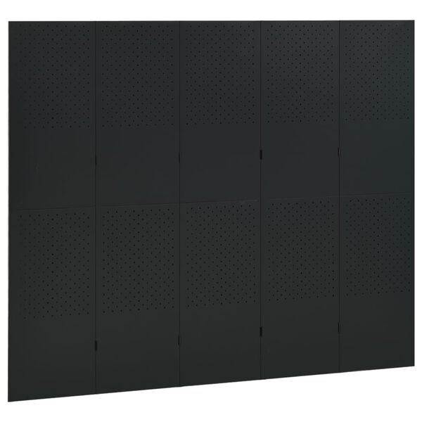 vidaXL 5-Panel Room Dividers 2 pcs Black 200x180 cm Steel