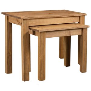 vidaXL Nesting Table | Set of 2 | Natural | Solid pine wood