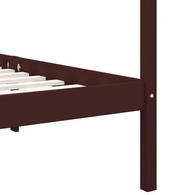 vidaXL Canopy Bed Frame Dark Brown Solid Pine Wood 140x200 cm