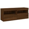 vidaXL TV Wall Cabinet with LED Lights Brown Oak 100x30x40 cm