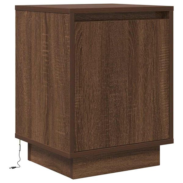 vidaXL Bedside Cabinet with LED Lights&nbsp;Brown Oak 38x34x50 cm