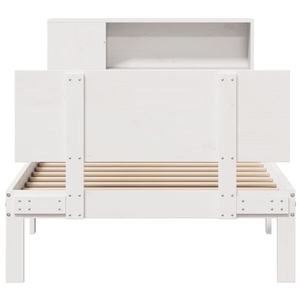 vidaXL Bookcase Bed without Mattress White 90x200cm Solid Wood Pine