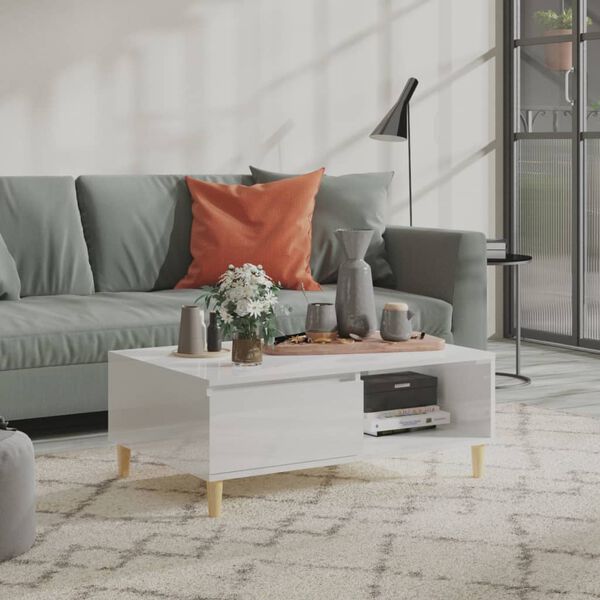 vidaXL Coffee Table High Gloss White 90x60x35 cm Engineered Wood