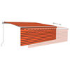 vidaXL Manual Retractable Awning with Blind&LED 4.5x3m Orange&Brown