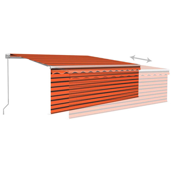 vidaXL Manual Retractable Awning with Blind&LED 4.5x3m Orange&Brown