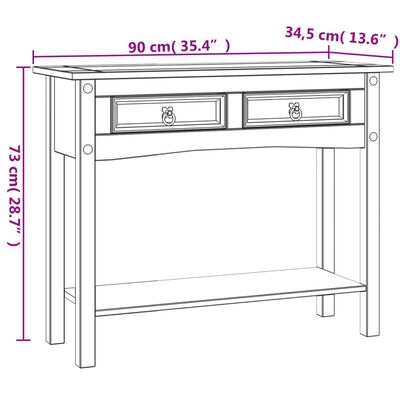 vidaXL Console Table Mexican Pine Corona Range White 90x34.5x73 cm