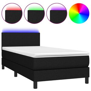 vidaXL Box Spring Bed with Mattress&LED Black 80x200cm Fabric