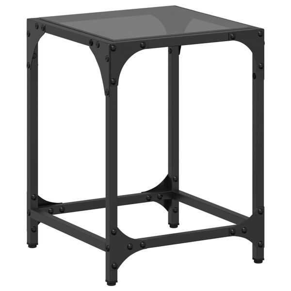 vidaXL Coffee Table with Black Glass Top 30x30x40 cm Steel