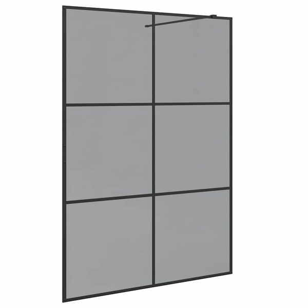 vidaXL Walk-in Shower Wall Black 140 x 195 cm Tempered Glass