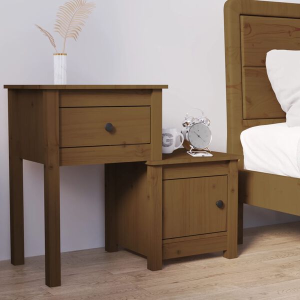 vidaXL Bedside Cabinet Honey Brown 79.5x38x65.5 cm Solid Wood Pine