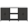vidaXL Kitchen Storage Set with Shelf 3 pcs Black Cold-rolled Steel