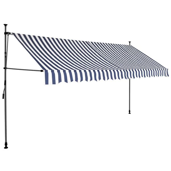 vidaXL Manual Retractable Awning with LED 350 cm Blue and White