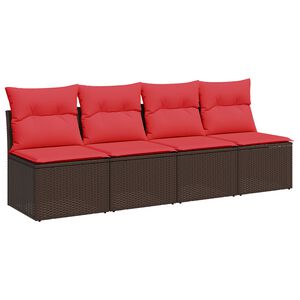 vidaXL Garden Sofa with Cushion Brown 220 x 62 x 69 cm Poly Rattan