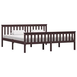 vidaXL Bed Frame without Mattress Dark Brown Solid Pinewood 180x200 cm Super King