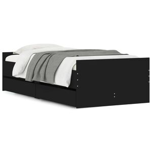vidaXL Bed Frame without Mattress Black 75x190 cm Small Single Small Single