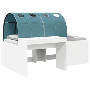 vidaXL Bed Frame with Tunnel with Shelf 3 pcs White and Light Blue