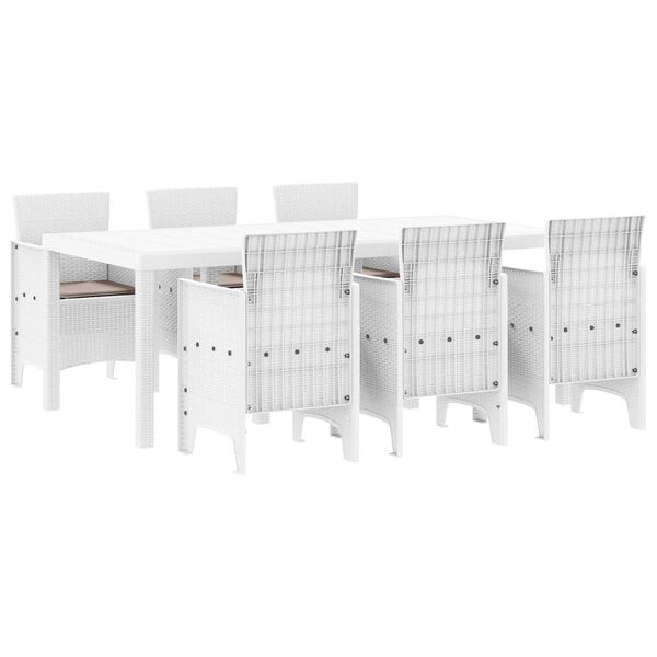 vidaXL Garden Dining Set 7 pcs White Polt rattan