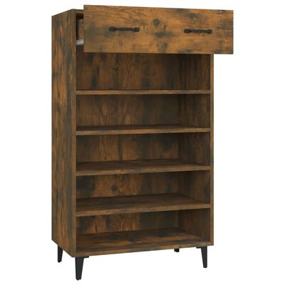 vidaXL Shoe Cabinet Smoked Oak 60x35x105 cm Engineered Wood