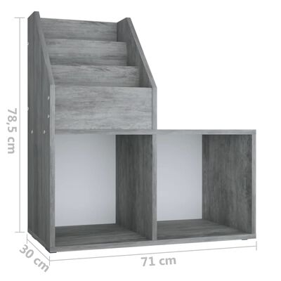 vidaXL Children Magazine Rack Concrete Grey 71x30x78.5 cm Engineered Wood