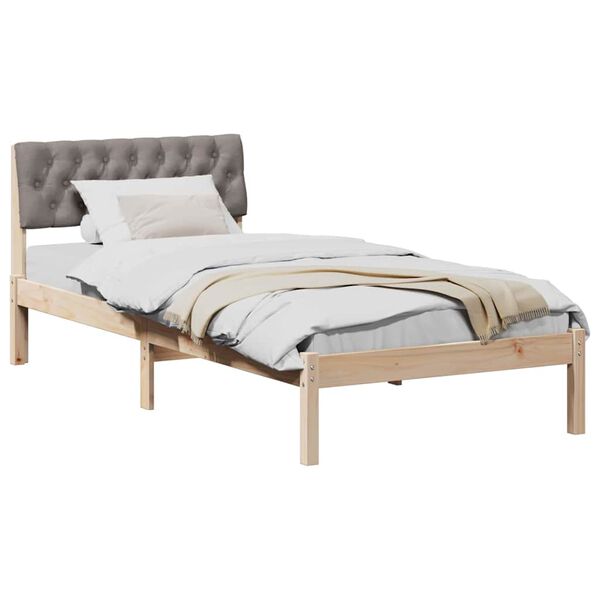 vidaXL Bed frame Brown and taupe 90 x 190 cm Solid pine wood