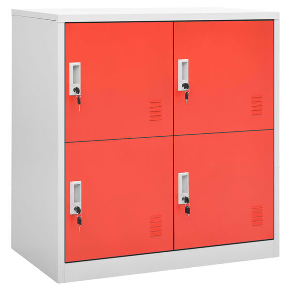 vidaXL Locker Cabinets 5 pcs Light Grey and Red 90x45x92.5 cm Steel