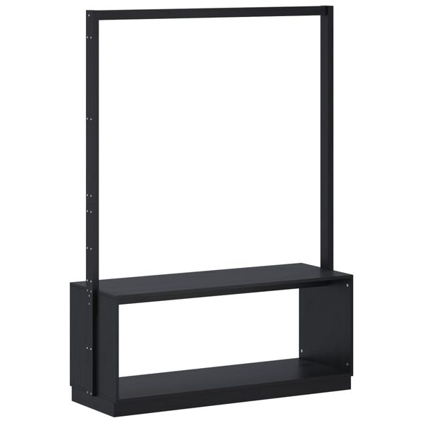 vidaXL Clothes Rack with Shoe Storage Black 113x40x157.5 cm Solid Wood Pine