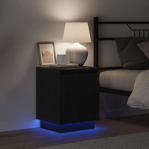 vidaXL Bedside Cabinet Black Oak 39 x 34.5 x 50 cm Engineered wood