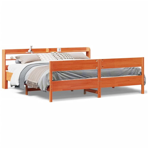 vidaXL Bed Frame without Mattress Wax Brown 200x200 cm Solid Wood Pine