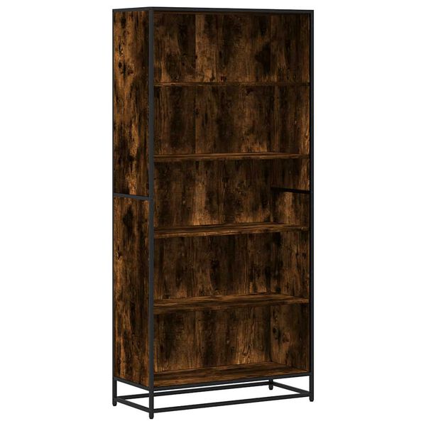 vidaXL Bookcase Smoked Oak 80.5x35x170.5 cm Engineered Wood