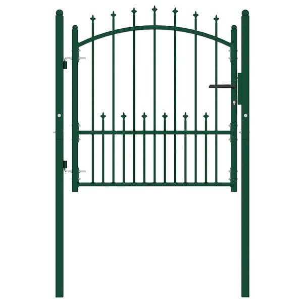 vidaXL Fence Gate with Spikes Steel 104x97 cm Green